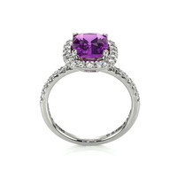 2.11 Ct. Purple Sapphire and Natural Diamond Pave Ring, Platinum 950 Image