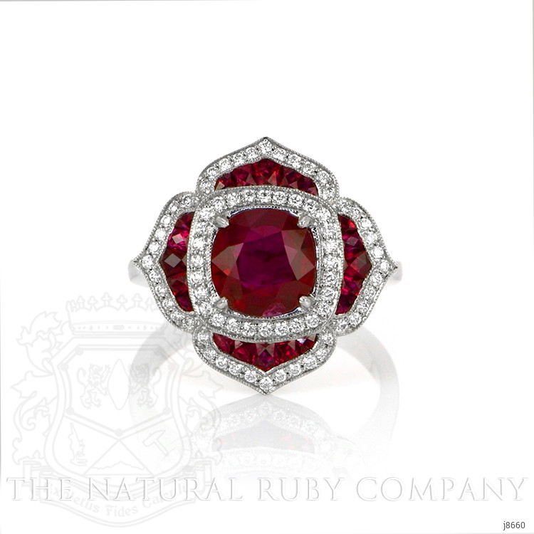 2.26 Ct. Ruby Ruby Halo Ring, Platinum 950