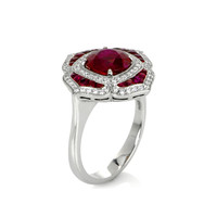 2.26 Ct. Ruby Ruby Halo Ring, Platinum 950 Image