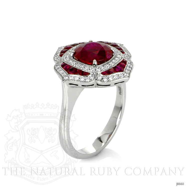 2.26 Ct. Ruby Ruby Halo Ring, Platinum 950