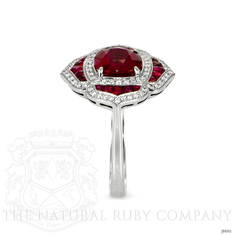2.26 Ct. Ruby Ruby Halo Ring, Platinum 950
