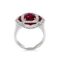 2.26 Ct. Ruby Ruby Halo Ring, Platinum 950 Image