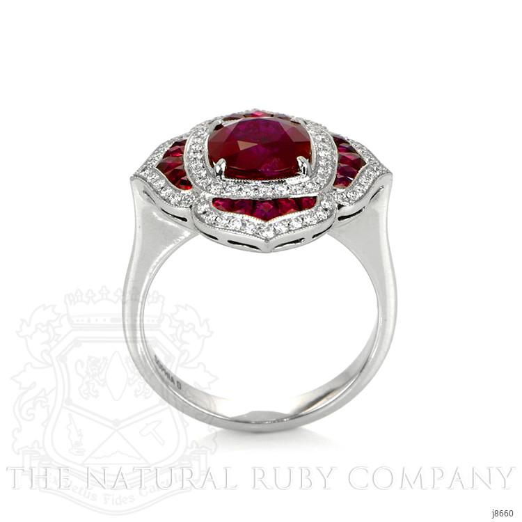 2.26 Ct. Ruby Ruby Halo Ring, Platinum 950