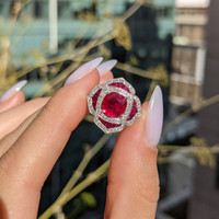 2.26 Ct. Ruby Ruby Halo Ring, Platinum 950 Life Style