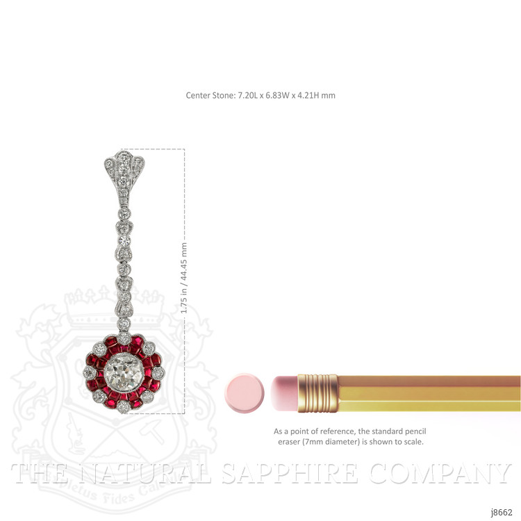 1.88 Ct.Tw. Ruby Natural Diamond Accent Stones Earrings, Platinum 950