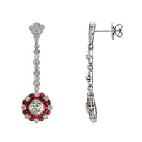 1.88 Ct.Tw. Ruby Natural Diamond Accent Stones Earrings, Platinum 950 Image