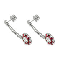 1.88 Ct.Tw. Ruby Natural Diamond Accent Stones Earrings, Platinum 950 Image