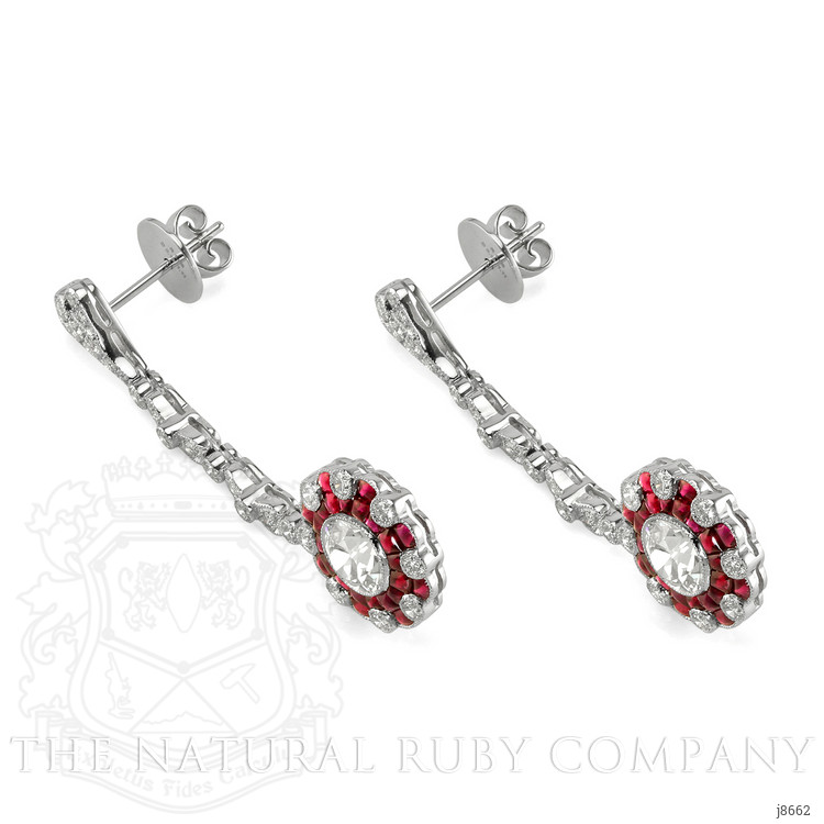 1.88 Ct.Tw. Ruby Natural Diamond Accent Stones Earrings, Platinum 950