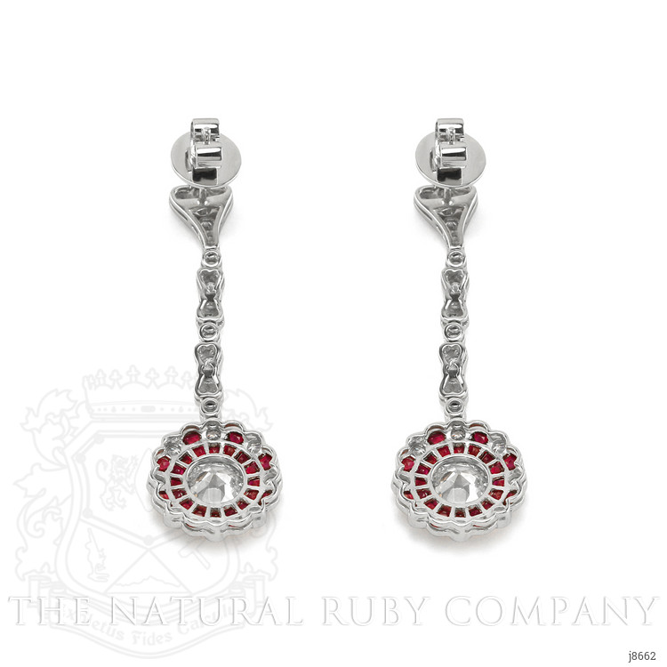 1.88 Ct.Tw. Ruby Natural Diamond Accent Stones Earrings, Platinum 950