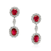 8.77 Ct.Tw. Ruby Natural Diamond Accent Stones Earrings, Platinum 950 Video