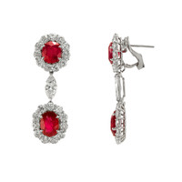 8.77 Ct.Tw. Ruby Natural Diamond Accent Stones Earrings, Platinum 950 Image