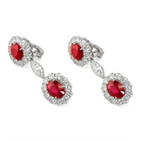 8.77 Ct.Tw. Ruby Natural Diamond Accent Stones Earrings, Platinum 950 Image