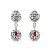 8.77 Ct.Tw. Ruby Natural Diamond Accent Stones Earrings, Platinum 950 Image