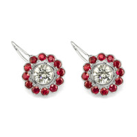 2.83 Ct.Tw. Ruby Natural Diamond Accent Stones Earrings, Platinum 950 Image