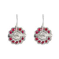 2.83 Ct.Tw. Ruby Natural Diamond Accent Stones Earrings, Platinum 950 Image