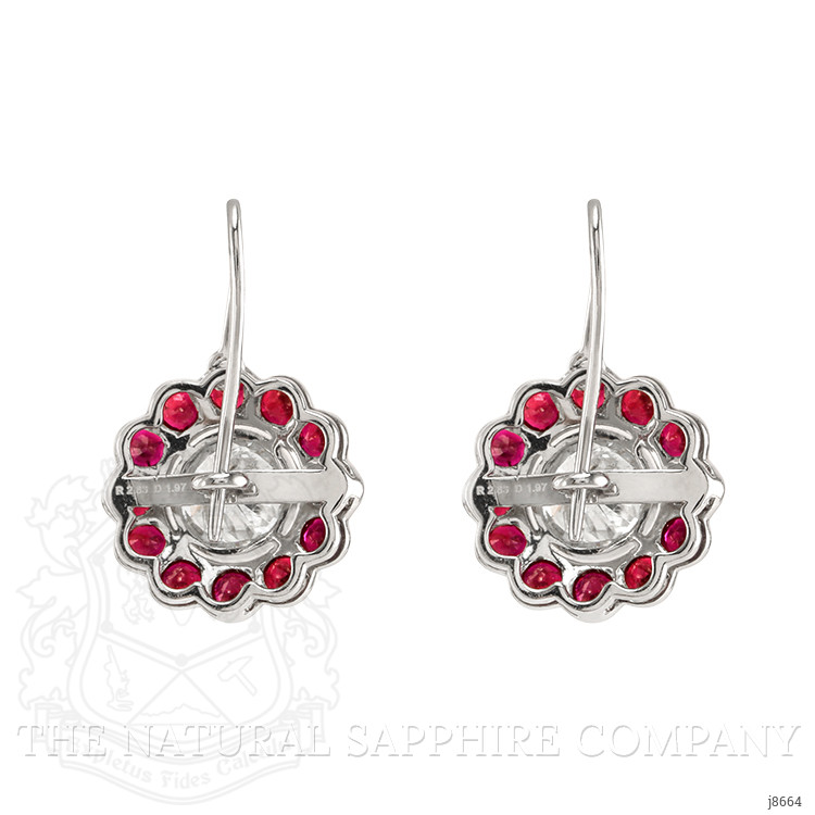 2.83 Ct.Tw. Ruby Natural Diamond Accent Stones Earrings, Platinum 950
