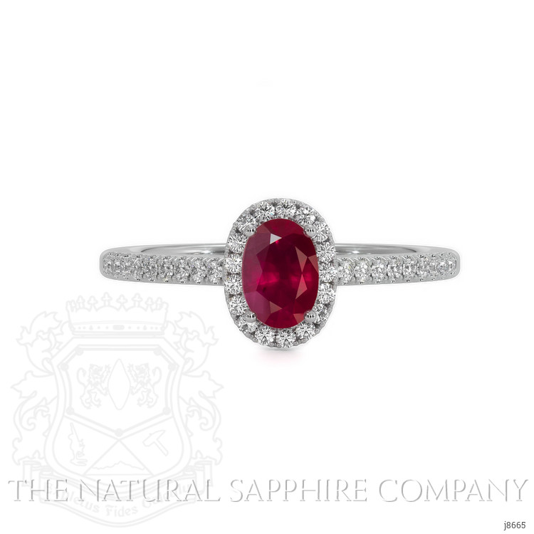 0.62 Ct. Ruby Natural Diamond Pave Ring, 18K White Gold