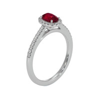 0.62 Ct. Ruby Natural Diamond Pave Ring, 18K White Gold Image