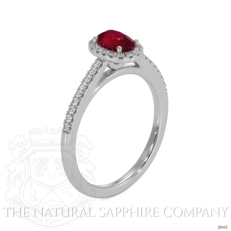 0.62 Ct. Ruby Natural Diamond Pave Ring, 18K White Gold