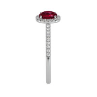 0.62 Ct. Ruby Natural Diamond Pave Ring, 18K White Gold Image