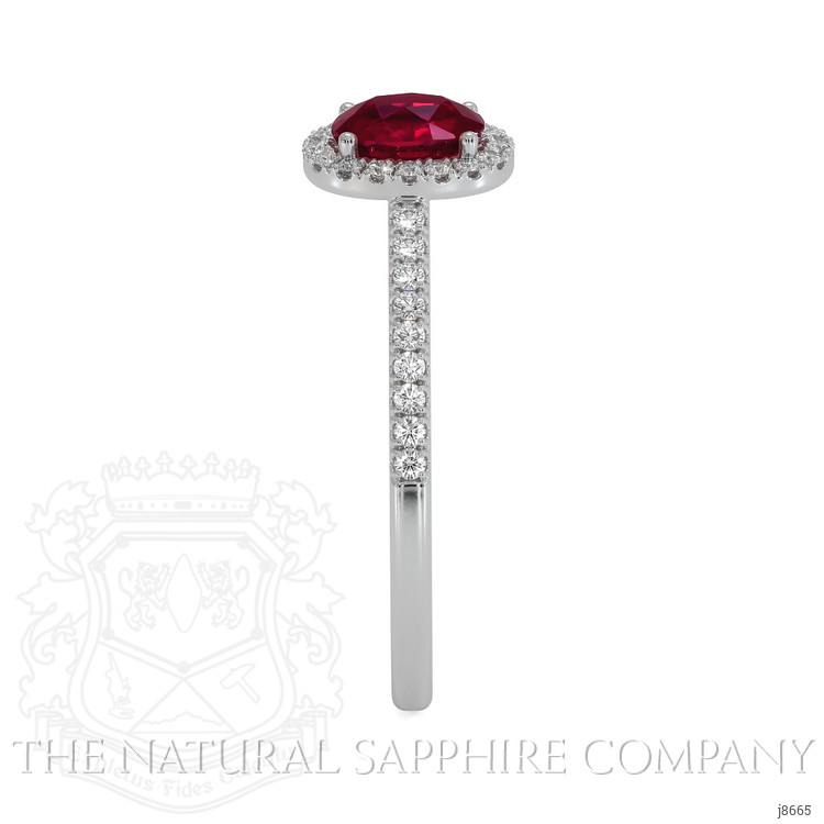 0.62 Ct. Ruby Natural Diamond Pave Ring, 18K White Gold