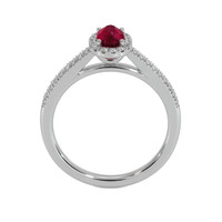 0.62 Ct. Ruby Natural Diamond Pave Ring, 18K White Gold Image