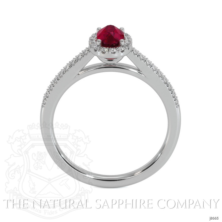 0.62 Ct. Ruby Natural Diamond Pave Ring, 18K White Gold