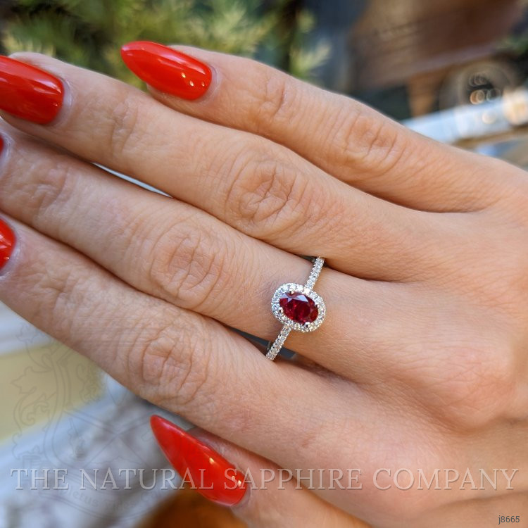 0.62 Ct. Ruby Natural Diamond Pave Ring, 18K White Gold