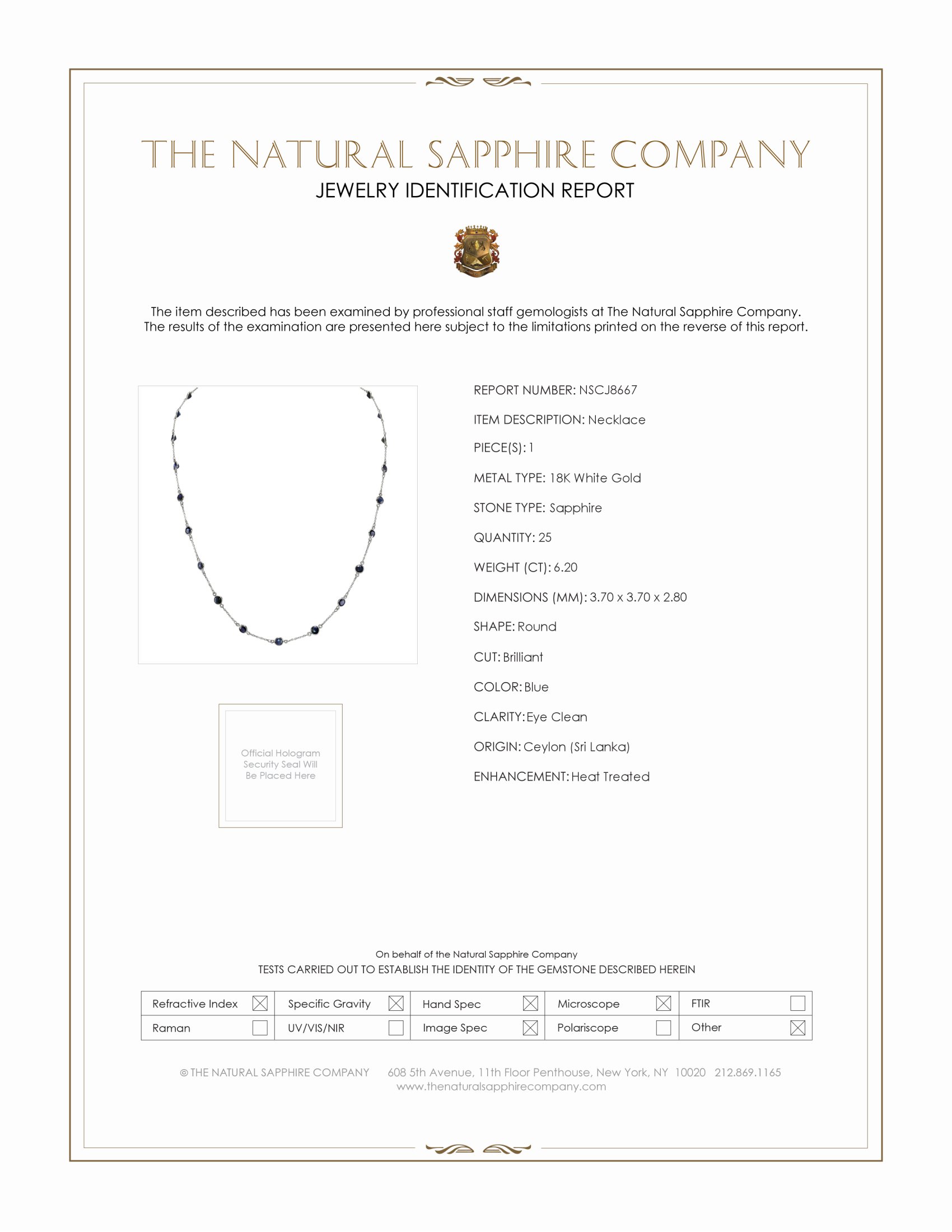 6.20 Ct. Blue Sapphire Accent Stones Necklace, 18K White Gold