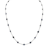 6.20 Ct. Blue Sapphire Accent Stones Necklace, 18K White Gold Video