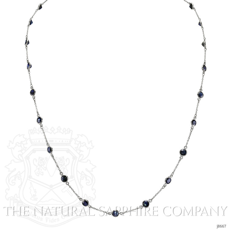 6.20 Ct. Blue Sapphire Accent Stones Necklace, 18K White Gold