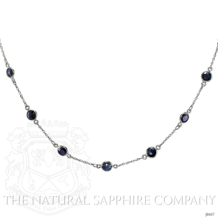 6.20 Ct. Blue Sapphire Accent Stones Necklace, 18K White Gold
