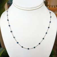 6.20 Ct. Blue Sapphire Accent Stones Necklace, 18K White Gold Life Style
