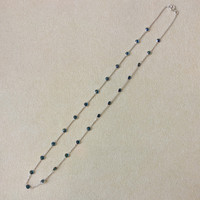 6.20 Ct. Blue Sapphire Accent Stones Necklace, 18K White Gold Life Style