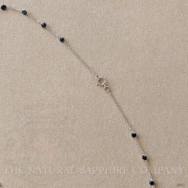 6.20 Ct. Blue Sapphire Accent Stones Necklace, 18K White Gold