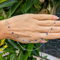 6.20 Ct. Blue Sapphire Accent Stones Necklace, 18K White Gold Life Style