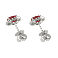 1.25 Ct.Tw. Ruby Natural Diamond Pave Earrings, 14K White Gold Image