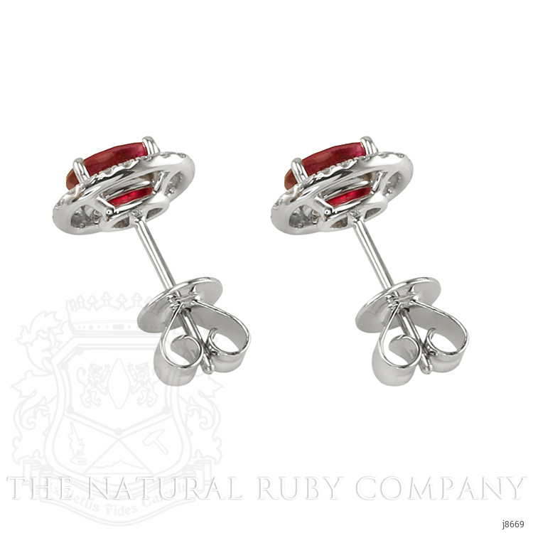 1.25 Ct.Tw. Ruby Natural Diamond Pave Earrings, 14K White Gold