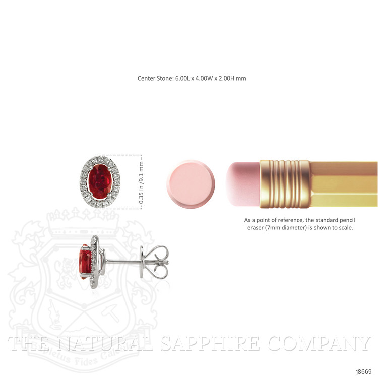 1.25 Ct.Tw. Ruby Natural Diamond Pave Earrings, 14K White Gold