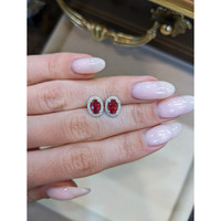 1.25 Ct.Tw. Ruby Natural Diamond Pave Earrings, 14K White Gold Life Style