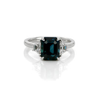 4.16 Ct. Sapphire Natural Diamond Three Stone Ring, Platinum 950 Video