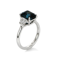 4.16 Ct. Sapphire Natural Diamond Three Stone Ring, Platinum 950 Image