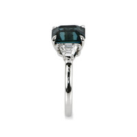 4.16 Ct. Sapphire Natural Diamond Three Stone Ring, Platinum 950 Image