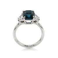 4.16 Ct. Sapphire Natural Diamond Three Stone Ring, Platinum 950 Image