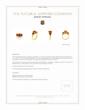 3.14 Ct. Orange Sapphire and Pink Sapphire Three Stone Ring, 18K Yellow Gold Appraisal