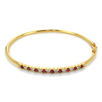 0.99 Ct.Tw. Ruby Natural Diamond Solitaire Bracelet, 14K Yellow Gold Video