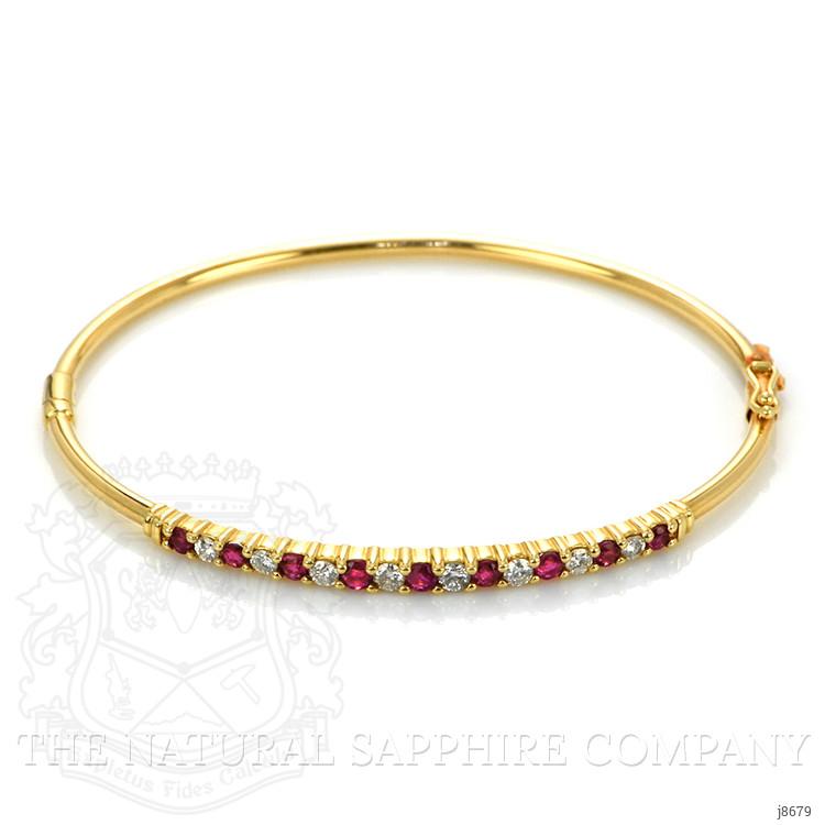 0.99 Ct.Tw. Ruby Natural Diamond Solitaire Bracelet, 14K Yellow Gold