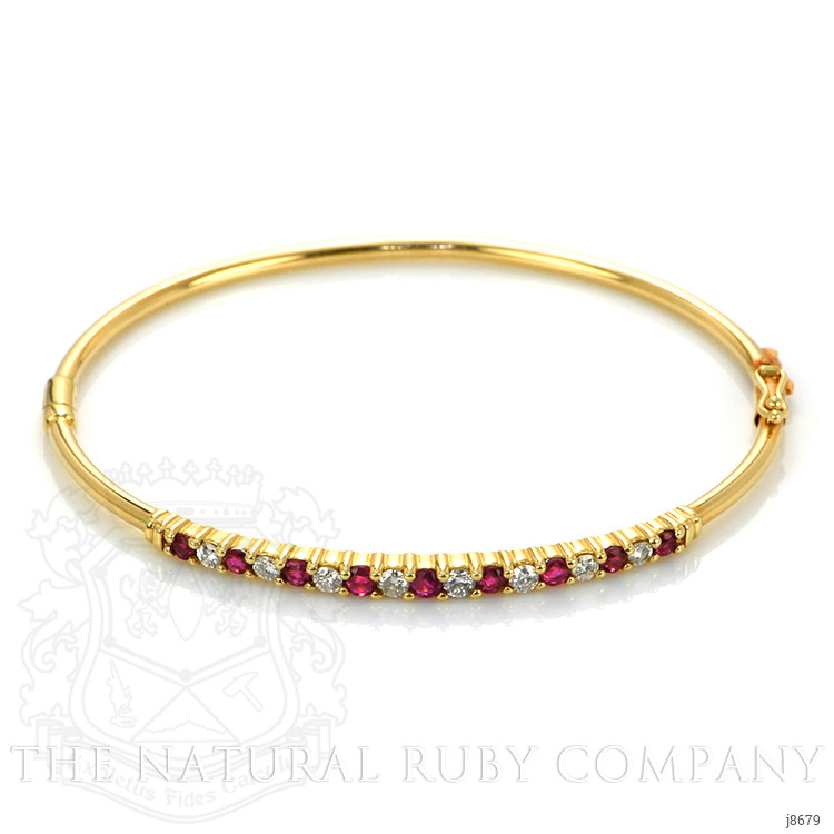 0.99 Ct.Tw. Ruby Natural Diamond Solitaire Bracelet, 14K Yellow Gold