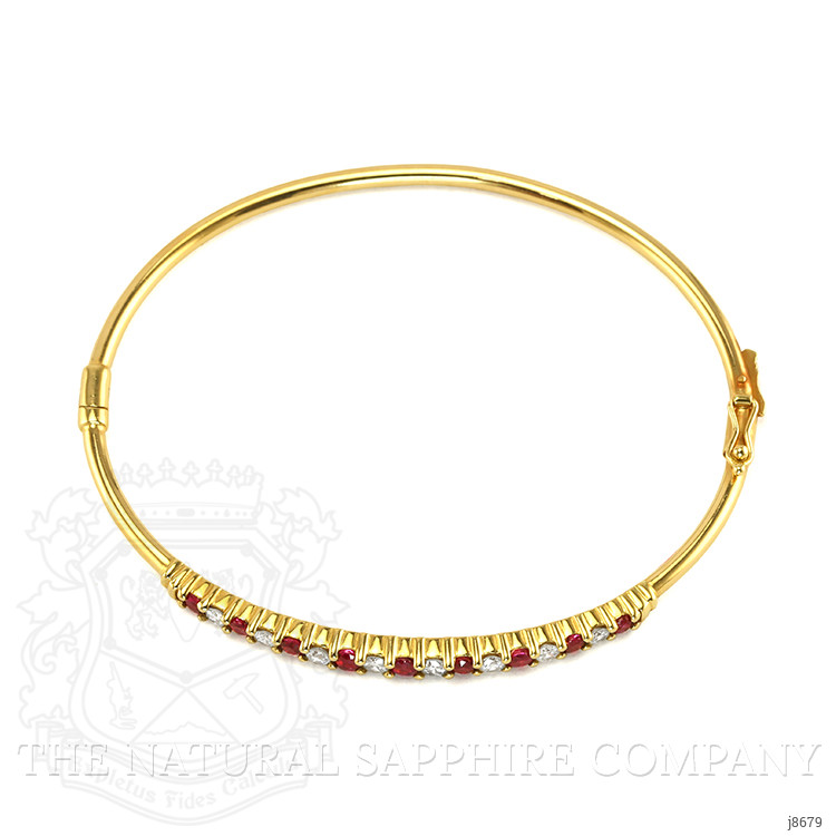0.99 Ct.Tw. Ruby Natural Diamond Solitaire Bracelet, 14K Yellow Gold