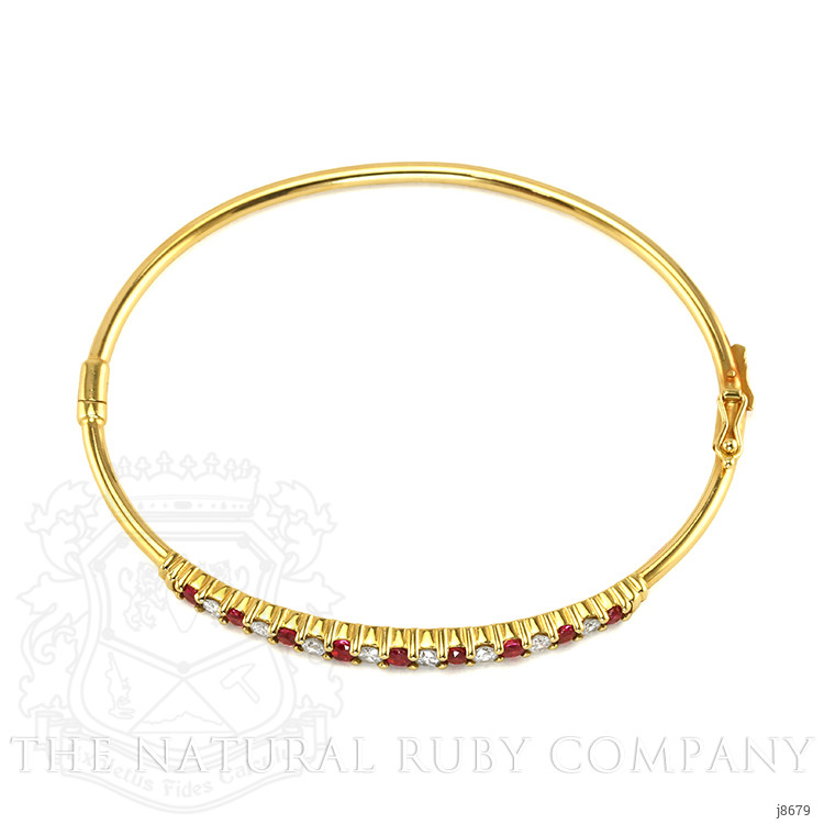 0.99 Ct.Tw. Ruby Natural Diamond Solitaire Bracelet, 14K Yellow Gold